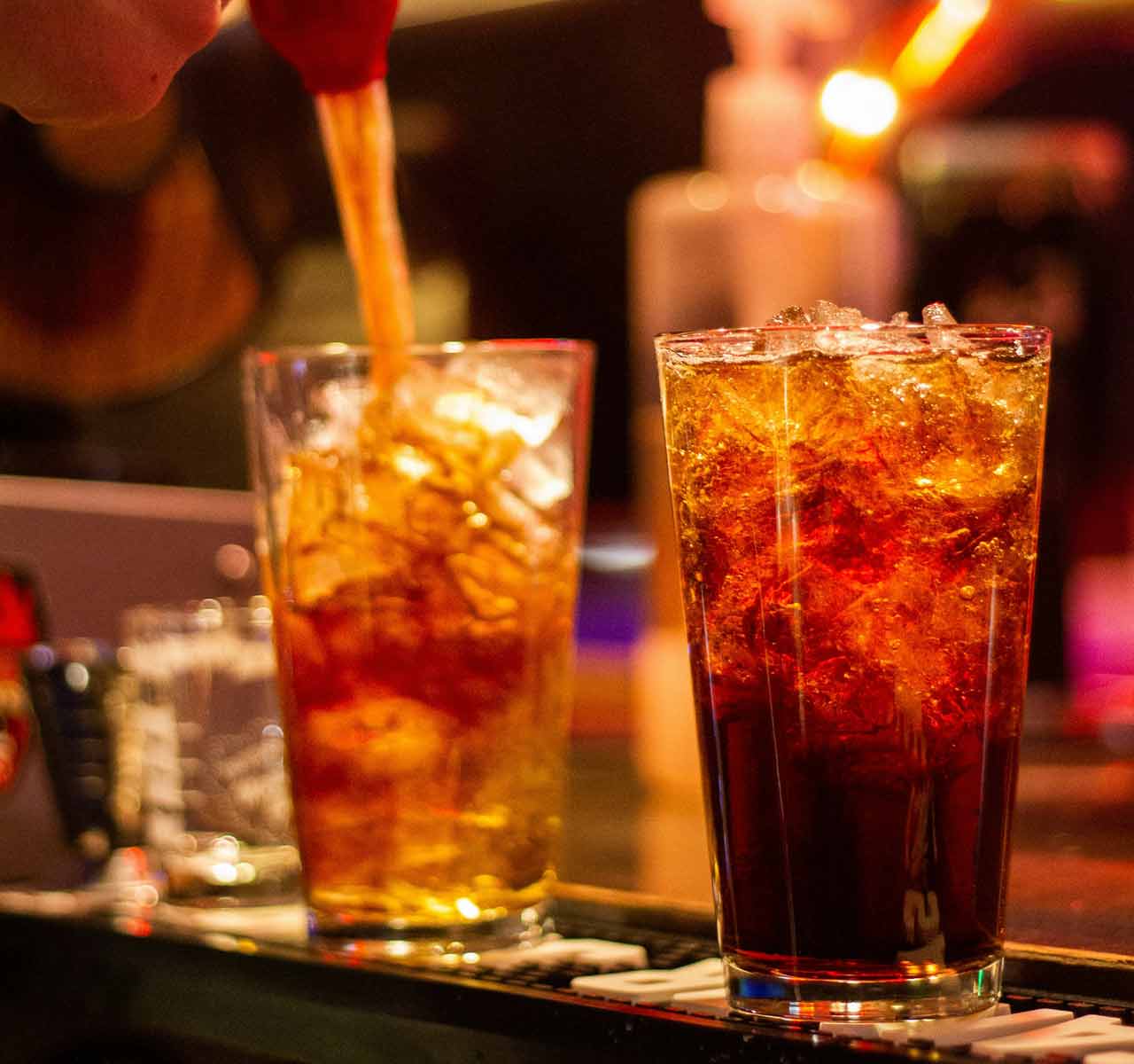 non-alcoholic soft drinks being poured at a mobile bar Wedding in Ripon, North Yorkshire