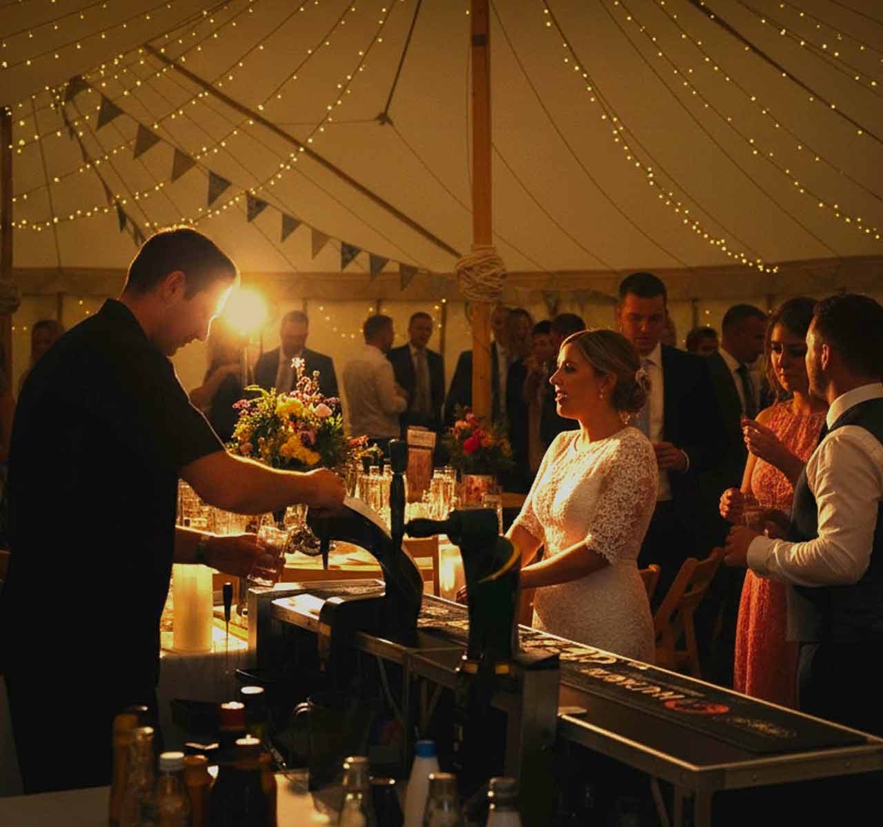 Free Mobile Bar with the bride at a wedding in Knaresborough, North Yorkshire