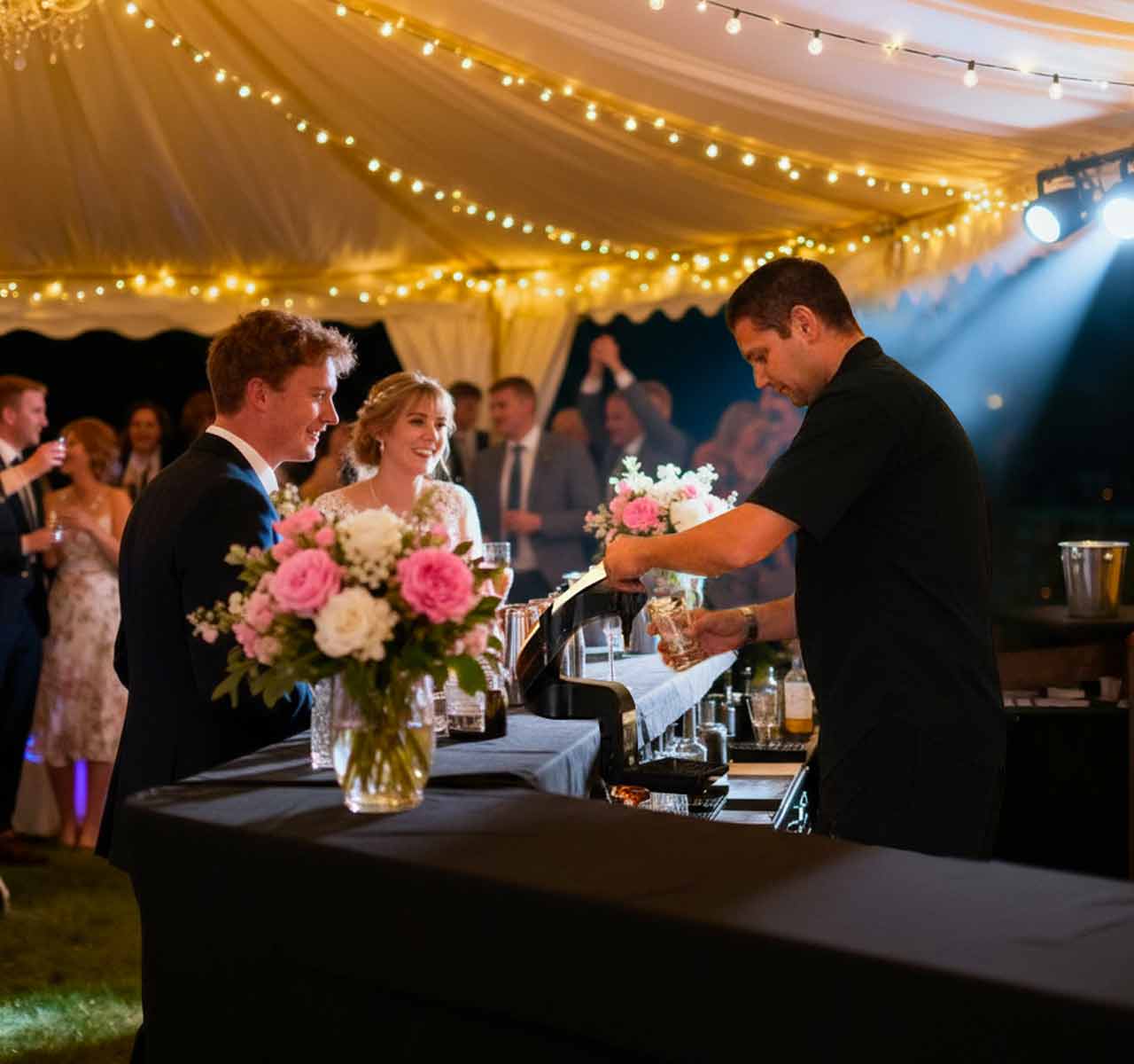 North-East Mobile Bar serving drinks at a marquee wedding in Gateshead, County Durham
